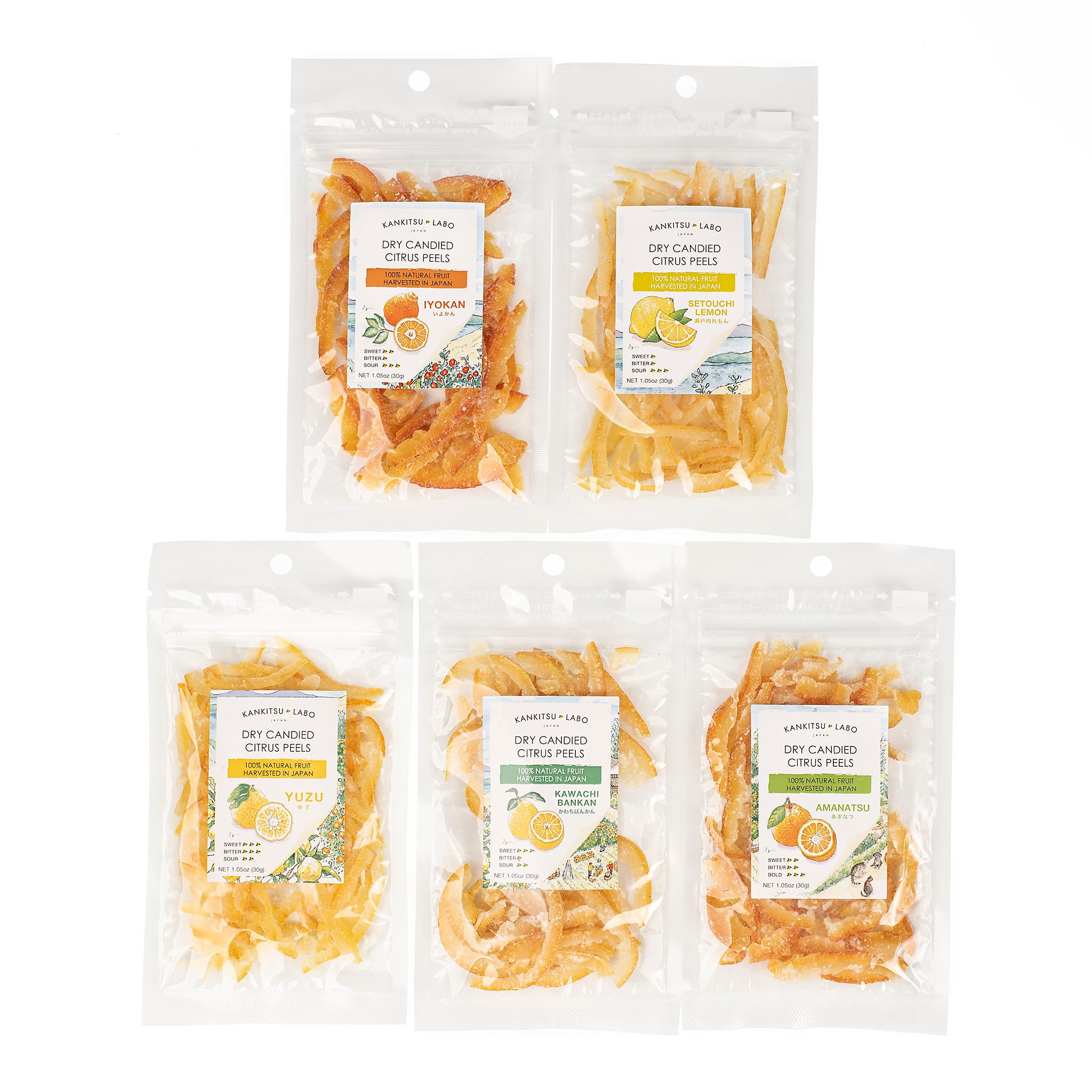 Dry Candied Japanese Citrus Peels | Variety Pack (Yuzu, Amanatsu